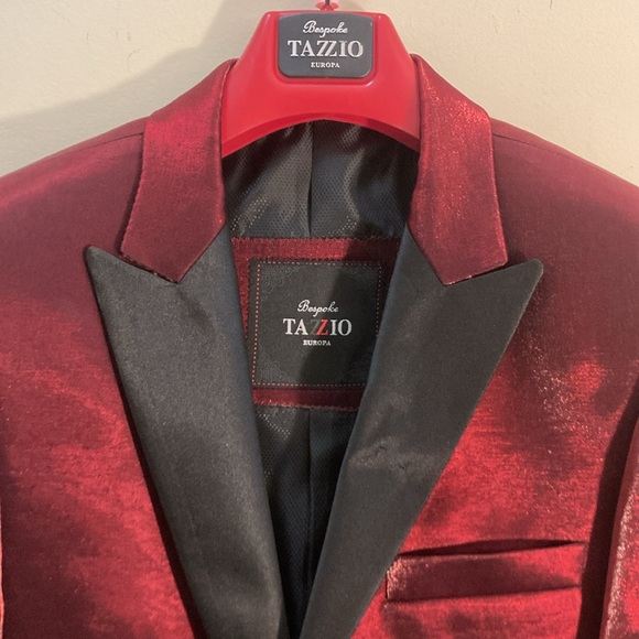 Vintage Velvet Red Tuxedo Prom Suit - Picture 2 of 5